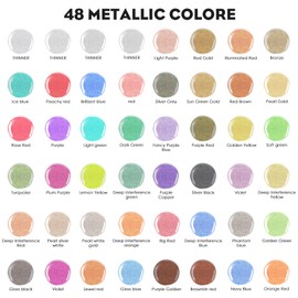 2024 New Metallic Acrylic Airbrush Paint - 44 Colors with 4 Thinner Airbrush Paint Set (0.67 oz), Water Based Acrylic Air Brush Paint for Metal, Plastic Models, Canvas, Wood (44 colors+4 thinner)