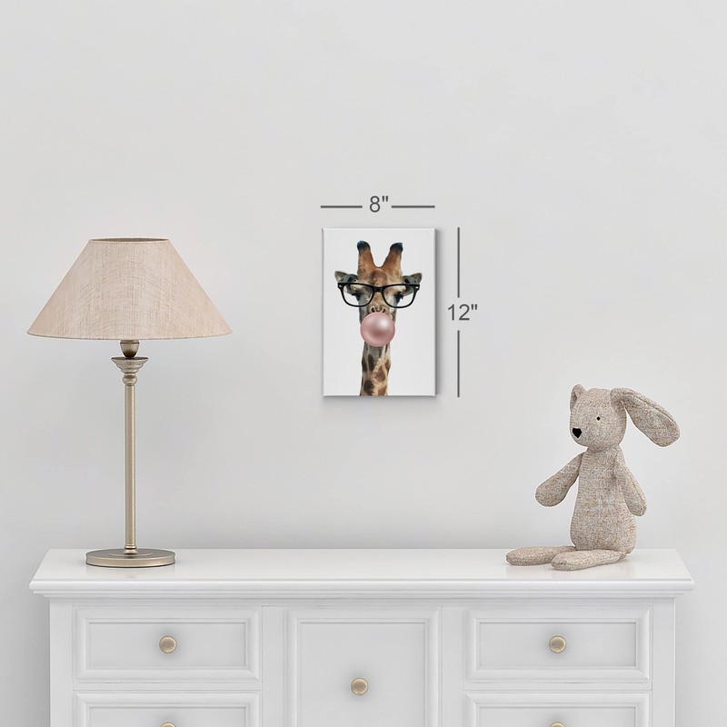 Smile Art Design Cute Giraffe with Glasses Animal Bubble Gum