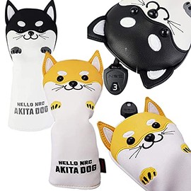 Golf Headcover for Wood FW Driver 440cc 460cc DR Utility UT Waterproof Akita Inu Single Item (Black for Akita Inu Wood)