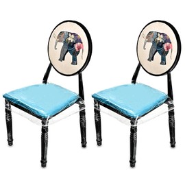 AYNINENG Plastic Chair Covers, Thickened Clear Vinyl Chair Covers Protectors for Dining Room, Kitchen Chair Seat Protectors with Adjustable Straps, Stain, Water and Kitty Scratch Resistant