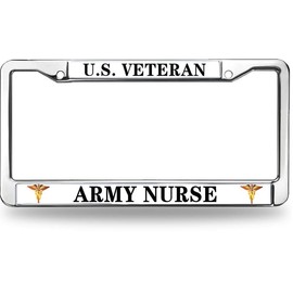Army Nurse US Veteran License Plate Frame Slim US Army Nurse Heroism Easy Installation License Plate Frame US Army Heroism License Plate Frame for Family Members