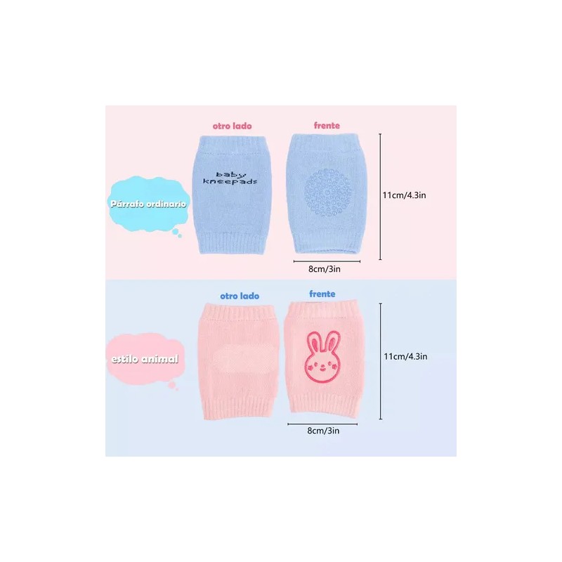 Set 10 Pares De Rodilleras Bebe Gatear Antiderrape Color Lisa