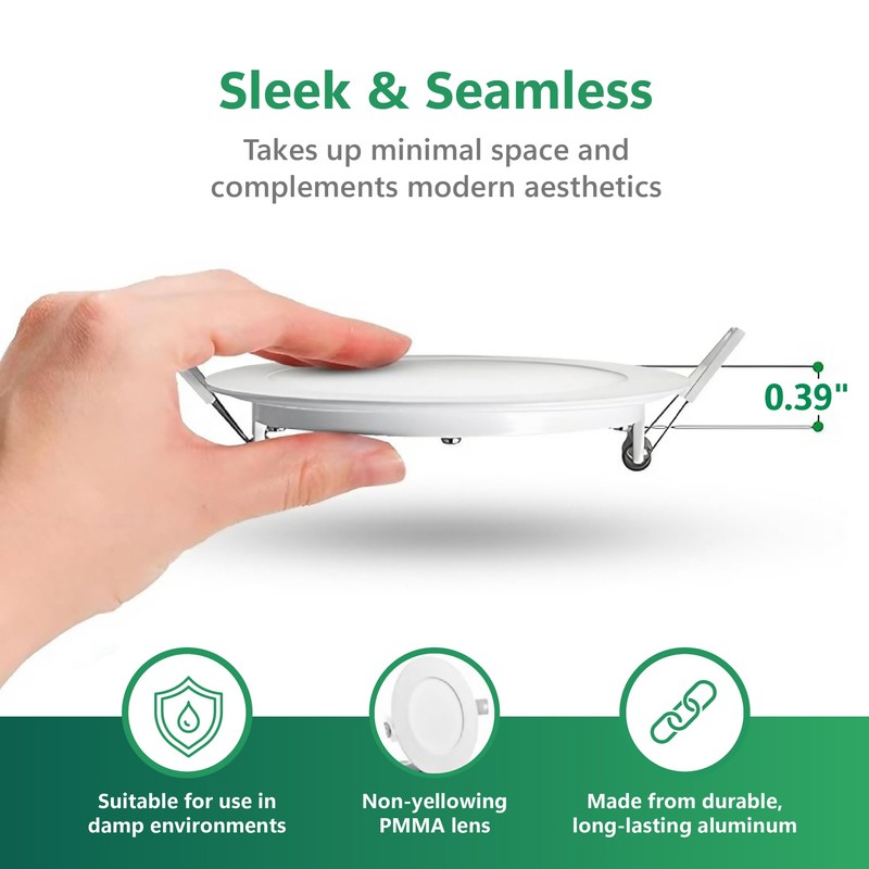 QPLUS Home 6-Pack 4-Inch Slim-Panel Recessed Light, White, 4000K Cool