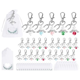 Fyshird Pack of 20 Guardian Angel Key Rings with Horseshoe Gift Guardian Angel Pendant Gift Tags Kraft Paper Guest Gifts for Wedding Christening Farewell Horseshoe Communion Confirmation