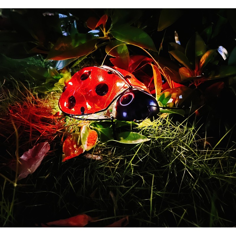 Solar Ladybug Outdoor Garden Statue,Hanging Waterproof LED Solar Lights Outdoor