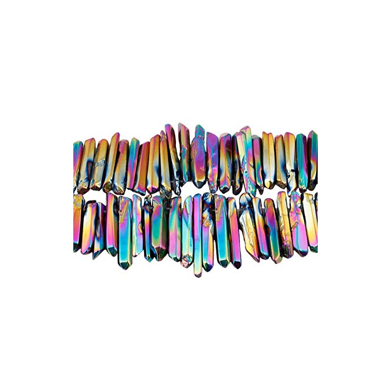 TUMBEELLUWA Rock Quartz Crystal Points Loose Beads for Jewelry Making,