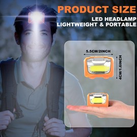 Macarrie 18 Pack LED Headlamps IPX4 Waterproof 3 Modes Headlamp Flashlight Bright Head Lights Camping Accessories for Adults Kids Hiking, Running, Repairing, Fishing, Batteries Not Included(Orange)