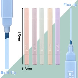 Mkitnvy Dual Tips Textmarker,12PC Ästhetische Textmarker Assorted Farben Pastell Set,No Bleed Dry Fast Easy to Hold,für Journal Bibel Planer Notizen Schule Bürobedarf