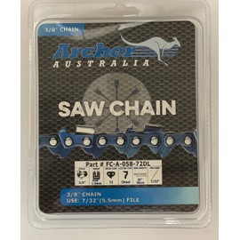 20" Archer Chainsaw Chain 3/8" pitch FULL CHISEL .058 Gauge 72 DL drive links. Fits the PROYAMA 62CC saw on the chainsaw model they call the guide bar length a 22".