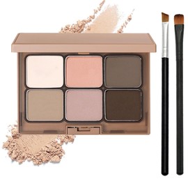 6 Colors Nude Eyeshadow Palette, Matte and Shimmer Brown Shades for Natural Smokey Eye Makeup, Includes Eye Brushes for Women, eginners and Professionals, Long-Lasting