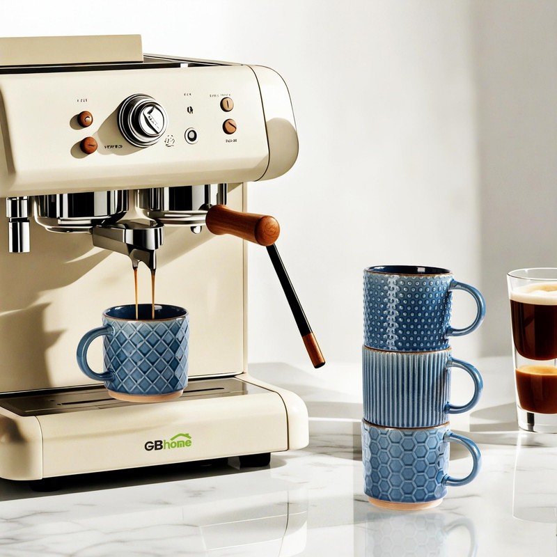 GBHOME 12OZ Stackable Coffee Mugs with Stand, Ceramic Coffee Mugs