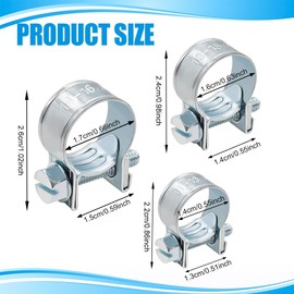 QZTYTY 30PCS 1/4" 5/16" 3/8" Fuel Injection Gas Line Hose Clamps, Hose Clamp Kit, Zinc Plated Fuel Hose Clamp Adjustable Tube Clamp, Pipe Clamp Assortment Kit Fit for Plumbing Automotive Mechanical