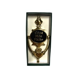 Exclusively Irish Cead Mile Failte Oval -Claddagh Door Knocker - claddagh style -Satin Nickel (Black Brass)