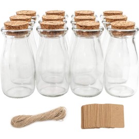 CUCUMI 12pcs 3.4oz Small Glass Jars with Lids, 100ml Candy Jars Potion Bottles with Cork, Mini Jars Set for Party Wedding Favors Halloween Décor