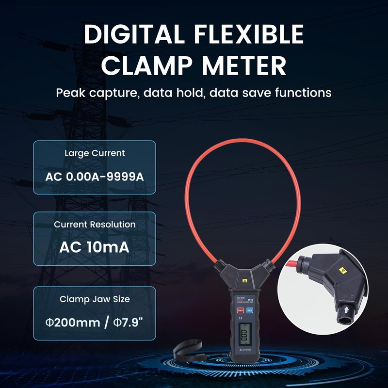EITAI-ETCR6900 Digital Flexible Clamp Meter, AC 0.00A-9999A, Φ200mm/7.9inch, Manufacturer Direct