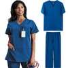 BIOECEUA Scrubs Uniforms Women Set, Slim Stretch Curved V Neck