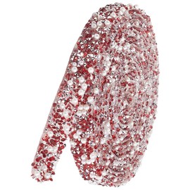 CABODYALS 3 Yards Red Self Adhesive Resin Rhinestones Ribbon Trim Bling Glitter Rhinestone Diamond Crystal Pearl Bead Strips Belt Roll Iron on Stickers for Craft Shoes Clothing Decor Wedding Dresses