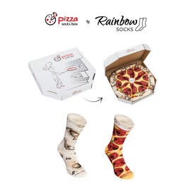 Rainbow Socks - Pizza Box Socks - Pepperoni 4 pairs Cotton Socks - Made In Europe Woman Funny Gift!