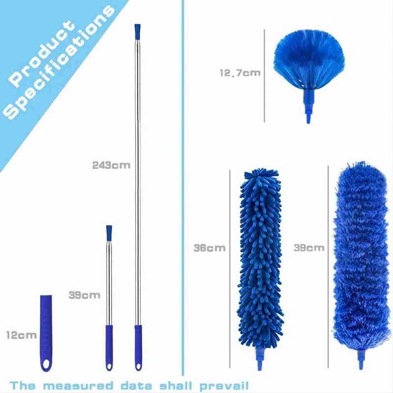 Cobweb Duster with Extension Pole, Washable Cleaning Duster Kit with