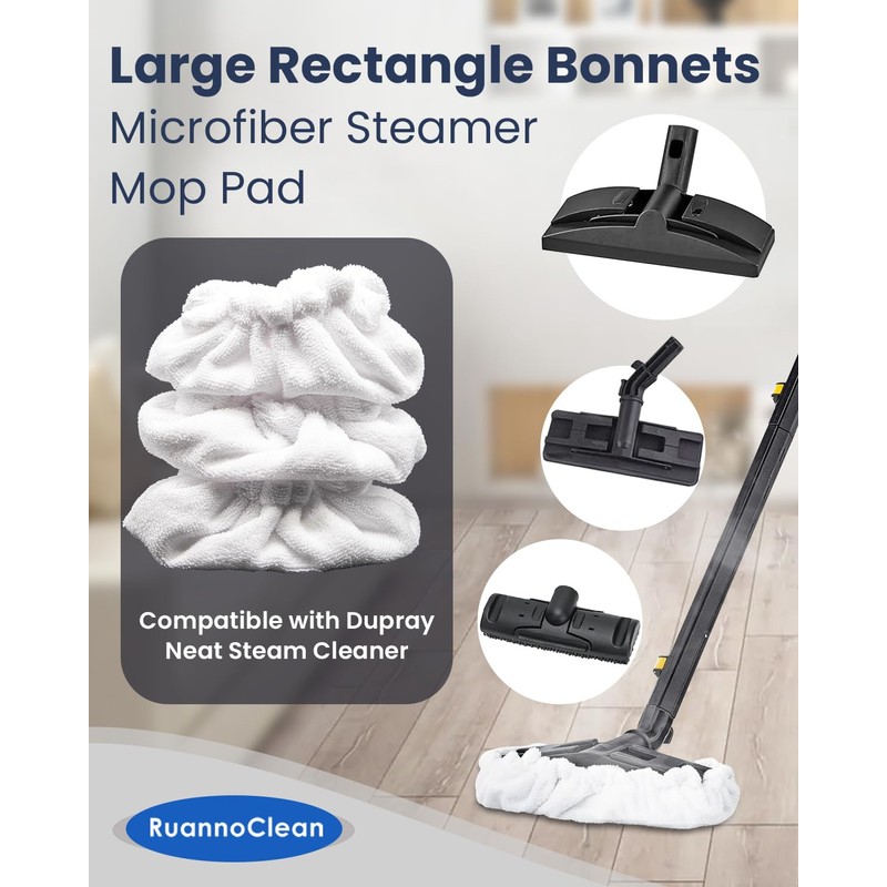 RuannoClean Steam Cleaner Accessories, Large Bonnets Rectangle Compatible with Dupray