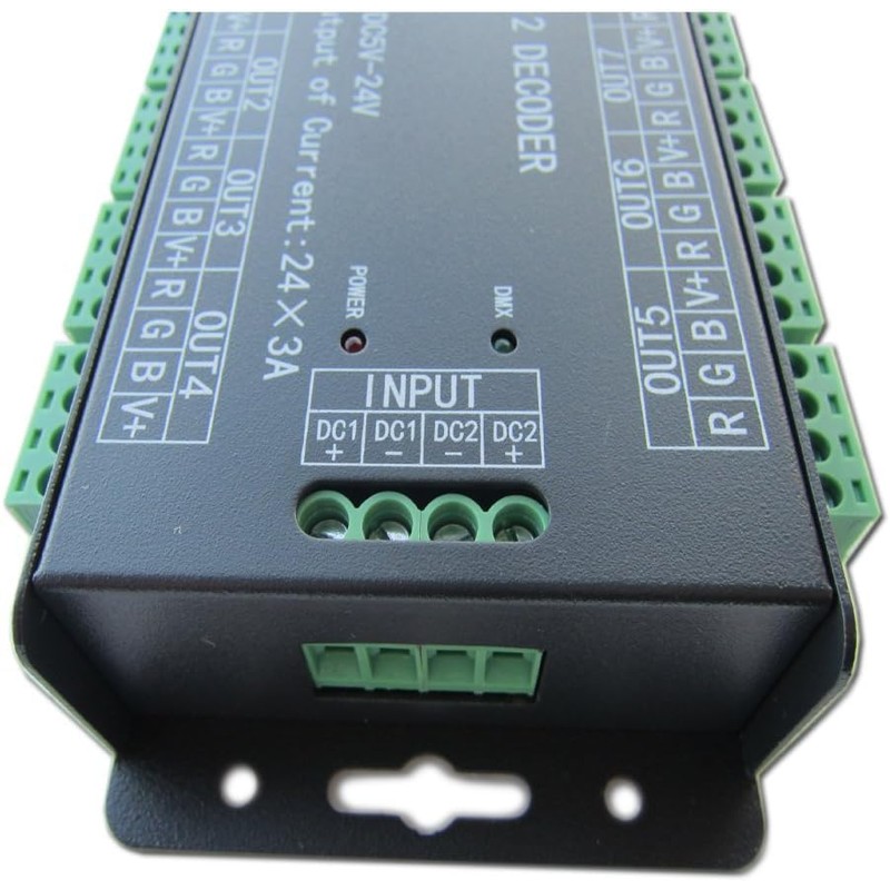High Power 24 Channel RGB 3A/CH DMX512 Controller LED Decoder