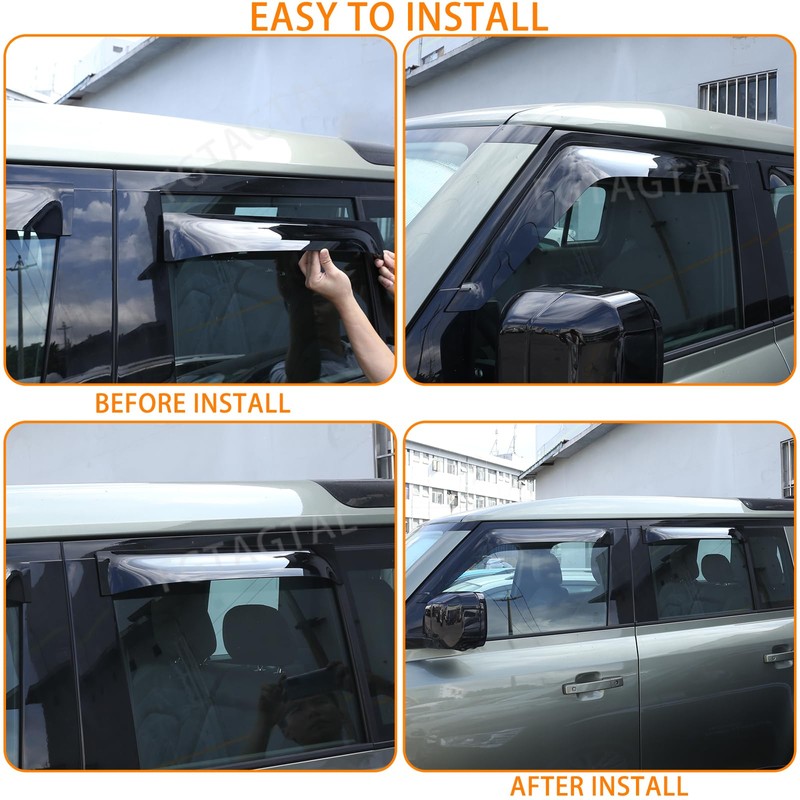Compatible with Land Rover Defender 110/130 2020-2024 Side Window Deflectors,