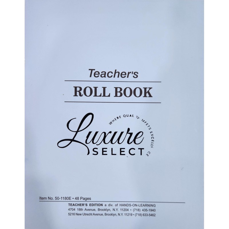 Teachers Roll Book & Class Record, 48 Double Sided Sheets,