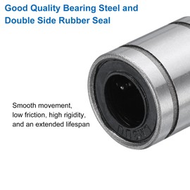 sourcing map 2Pcs LM8UU Linear Bearing 8mm Bore 15mm OD 17mm Length Linear Ball Bearings Double Side Rubber Sealed Bearing Steel for CNC Machine 3D Printer Food Packaging Machine
