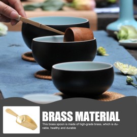 Alipis 3pcs Brass Shell Tea Spatula Mini Spoon Individual Cereal Mini Supoon Cookie Scoop Brass Scoop Teaspoon Measurement Kitchen Popcorn Scoop Simple Brass Spoon Coffee Bean Scoop Cans
