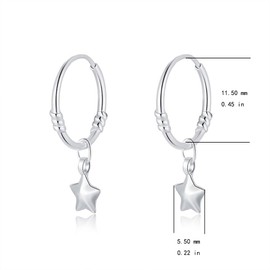 Tiny Star Huggie Small Hoop 925 Sterling Silver Earrings for Women Teen Girls Hypoallergenic for Sensitive Ear Cute Thin Endless Hoops Minimalist Hooped Litte Charm Dangle Drop Fashion Jewelry Gifts
