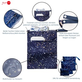 Wet Bag Waterproof Nappy Bag for Travelling Wet Bag Nursery Wet Bag Nursery Laundry Bag Fabric Nappies Laundry Bag Nursery Waterproof Nappy Bag for Baby Set of 4, Sets star, playful