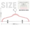Ulimart 24-Pack Blush Pink Velvet Hangers,Pants Hangers with Clips Adjustable,Felt