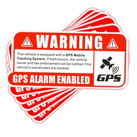 GPS Tracking Sticker Set, Anti-Theft Car Vehicle Stickers with GPS Tracking Warning Sign, Self Adhesive Car Decals for Bicycle Car Truck Trailer Vehicle Safety Bumper (6Pcs)