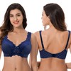 Curve Muse Women's Minimizer Unlined Underwire Bra with Lace Embroidery-2