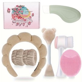 Set de Cepillo Limpiador - Incluye Cepillo Limpiador, Banda para el Pelo y Raspador para Eliminar Puntos Negros, Herramientas Portátiles para el Cuidado de la Piel de la Mujer, Regalo Ideal.(Brown)