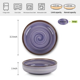 Selamica Ceramic 2.5 OZ Soy Sauce Dishes Set of 6, 3.3 Inch Small Side Dish, Dipping Bowls for Condiments, Ketchup, BBQ, Sushi, Gradient Color