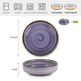 Selamica Ceramic 2.5 OZ Soy Sauce Dishes Set of 6, 3.3 Inch Small Side Dish, Dipping Bowls for Condiments, Ketchup, BBQ, Sushi, Gradient Color
