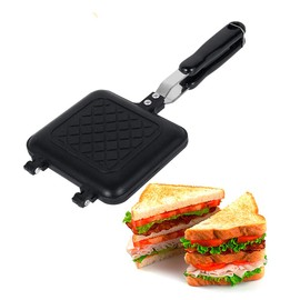 Camping Toastie Maker Non-Stick Stovetop Toastie Maker Baking Pan with Heat-Resistant Handles, Double Sided Multifunction Stovetop Toastie Maker for Home Outdoors Camping