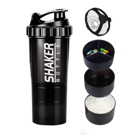 16OZ Botella para Proteina de Coctelera, vaso shaker para proteina Negro
