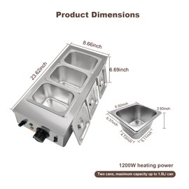 3 Tanks Chocolate Tempering Machine, Chocolate Melting Pot with Lid and Temperature Limiter,Electric Chocolate Melting Pot for Milk Coffee Cheese, 1200W