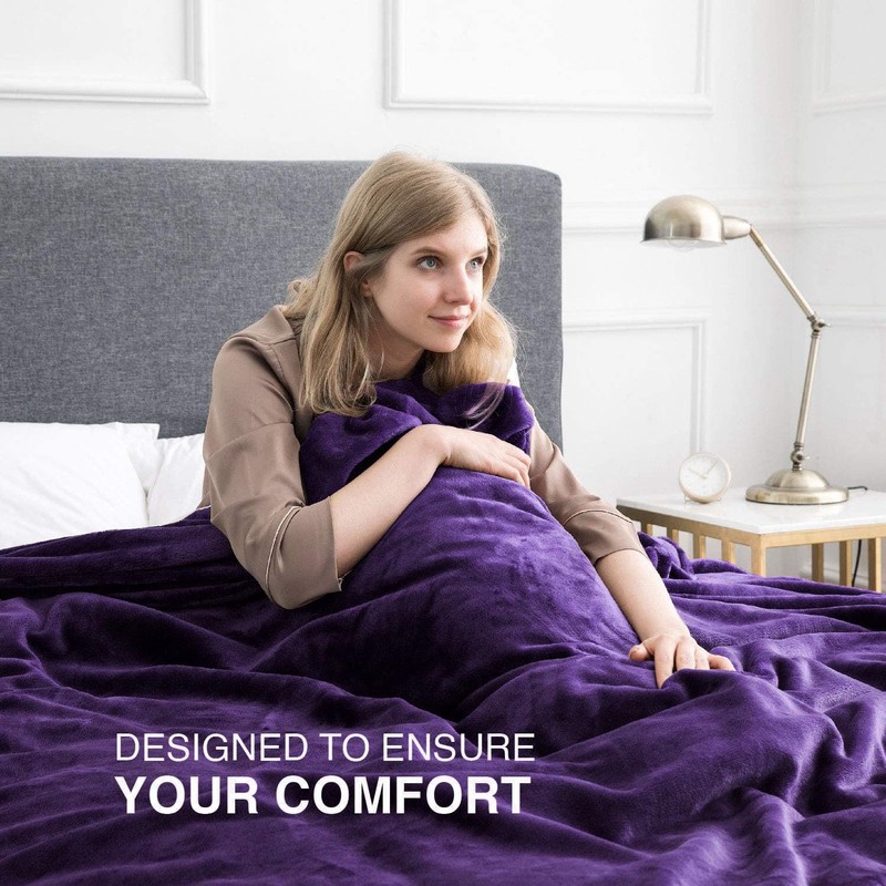 MOONLIGHT20015 Fleece Blanket Throws for Sofas - 400 GSM Purple