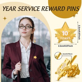 Remuuly 36 Pcs Year Service Award Star Lapel Pins Year of Service Award Lapel Pin Reward Star Pins for Long Standing Employees Volunteers(10 Year)