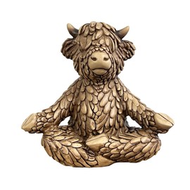 Alfie Francis Small 10.8cm Tall Cute Meditating Highland Cow Ornament Figurine Statue Sculpture Home Decoration Accessories Decor