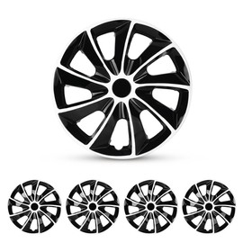 CPW 17’’ Wheel Rim Cover Hubcaps Universal Snap On Car Truck SUV Car Accessories ABS & PC Material Replacement Hub Caps Set of 4 (17 Inch-White Lacquer & Black Lacquer)
