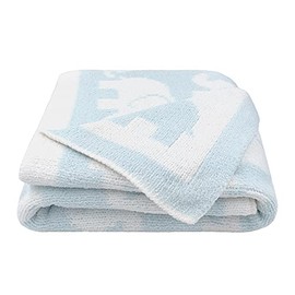 Living Textiles Chenille Baby Blanket - Blue Elephant Ultra Soft, Thick, and Versatile | Warm Blanket for Newborns, Throw Blanket for Crib, Stroller Cover | Perfect Baby Gift 40 x 30 inches