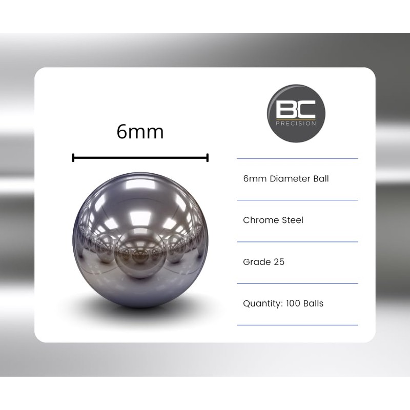 100 Qty 6mm (0.236") Precision Chrome Steel Bearing Balls G25