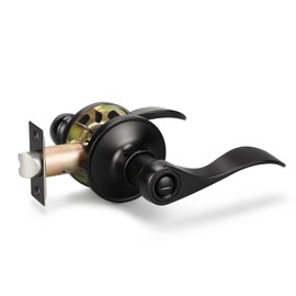 KNOBWELL 1 Pack Privacy Door Lever Black Door Handles Interior Door Handles, Keyless Drop Style Lever Perfect for Additional Privacy and Security, Used for Bathroom/Bedroom