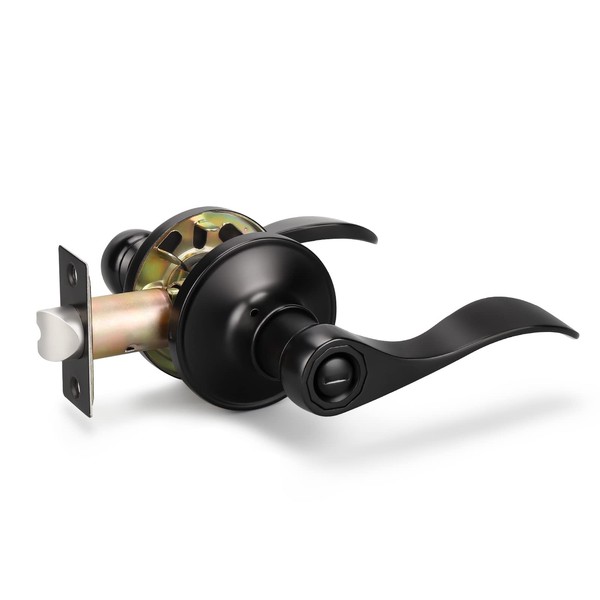 KNOBWELL 1 Pack Privacy Door Lever Black Door Handles Interior