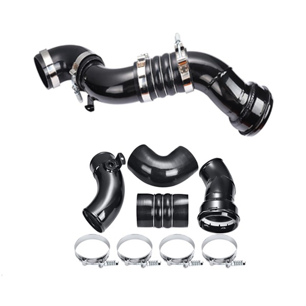 667-300 Cold Side Intercooler Pipe Upgrade Kit,Turbocharger Intercooler Hoses & Hose Clamps Compatible with Ford F-250/350/450/550 Super Duty 2011-2016 6.7L V8 Diesel,Black，Replace 667-300