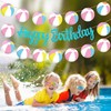 Beach Ball Happy Birthday Banners Glitter Blue Hawaiian Beach Pool
